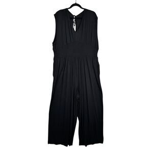 Old Navy Black Sleeveless V-Neck Jumpsuit Wide Leg Waist Defined Shirred XXL